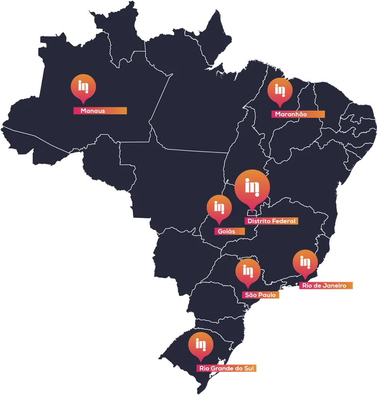 Mapa do Brasil sinalizando os estados que a Holding atua